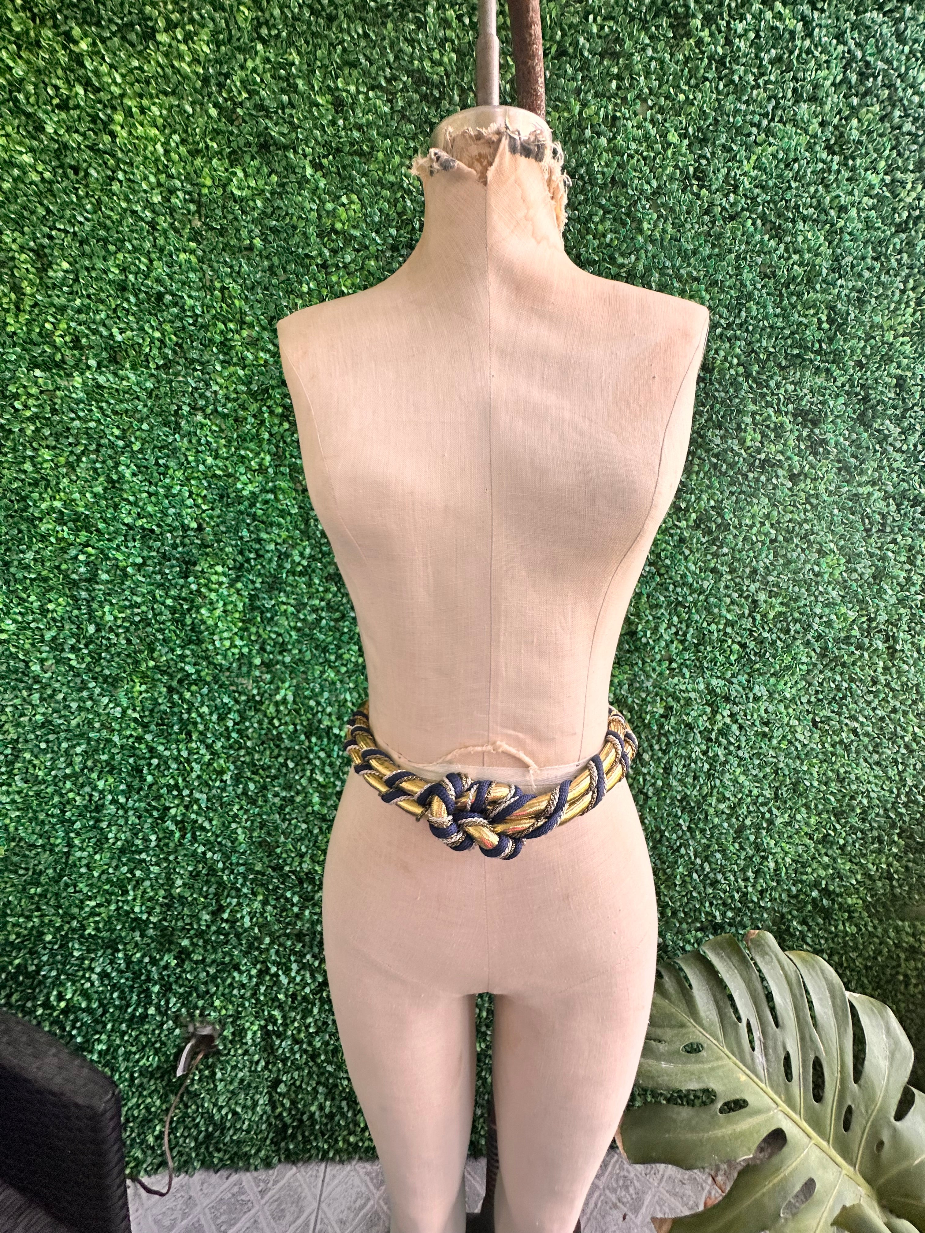 Vintage Boho Navy Gold Silver Rope Twisted Twist
