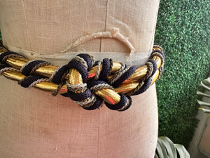 Vintage Boho Navy Gold Silver Rope Twisted Twist