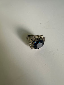 Blue and White cubic zirconia Large Vintage ring inspired by Princess Diana statement piece