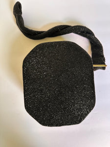 M. E. Product Black Glass Beaded Art Deco Hard Case Heavy Evening Handle