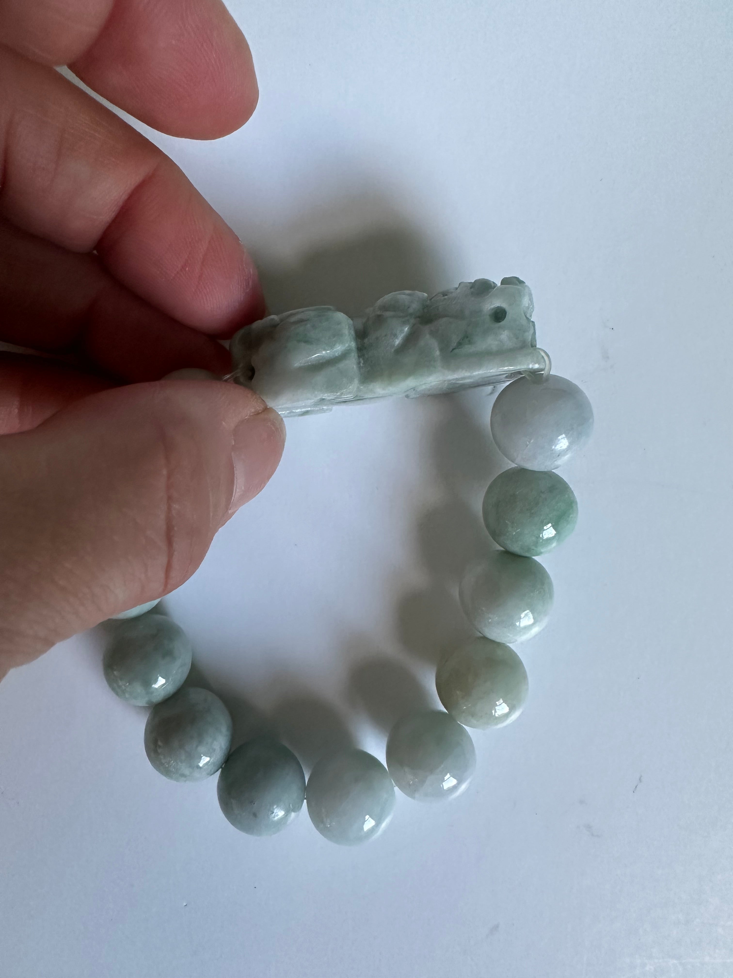 Carved Pixiu Natural Jade Bracelet