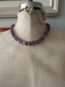 Lavender Amethyst Faceted Round Necklace with Sterling Silver Trigger Clasp