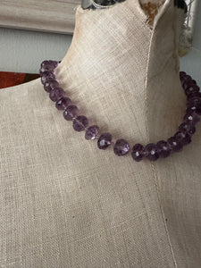 Lavender Amethyst Faceted Round Necklace with Sterling Silver Trigger Clasp