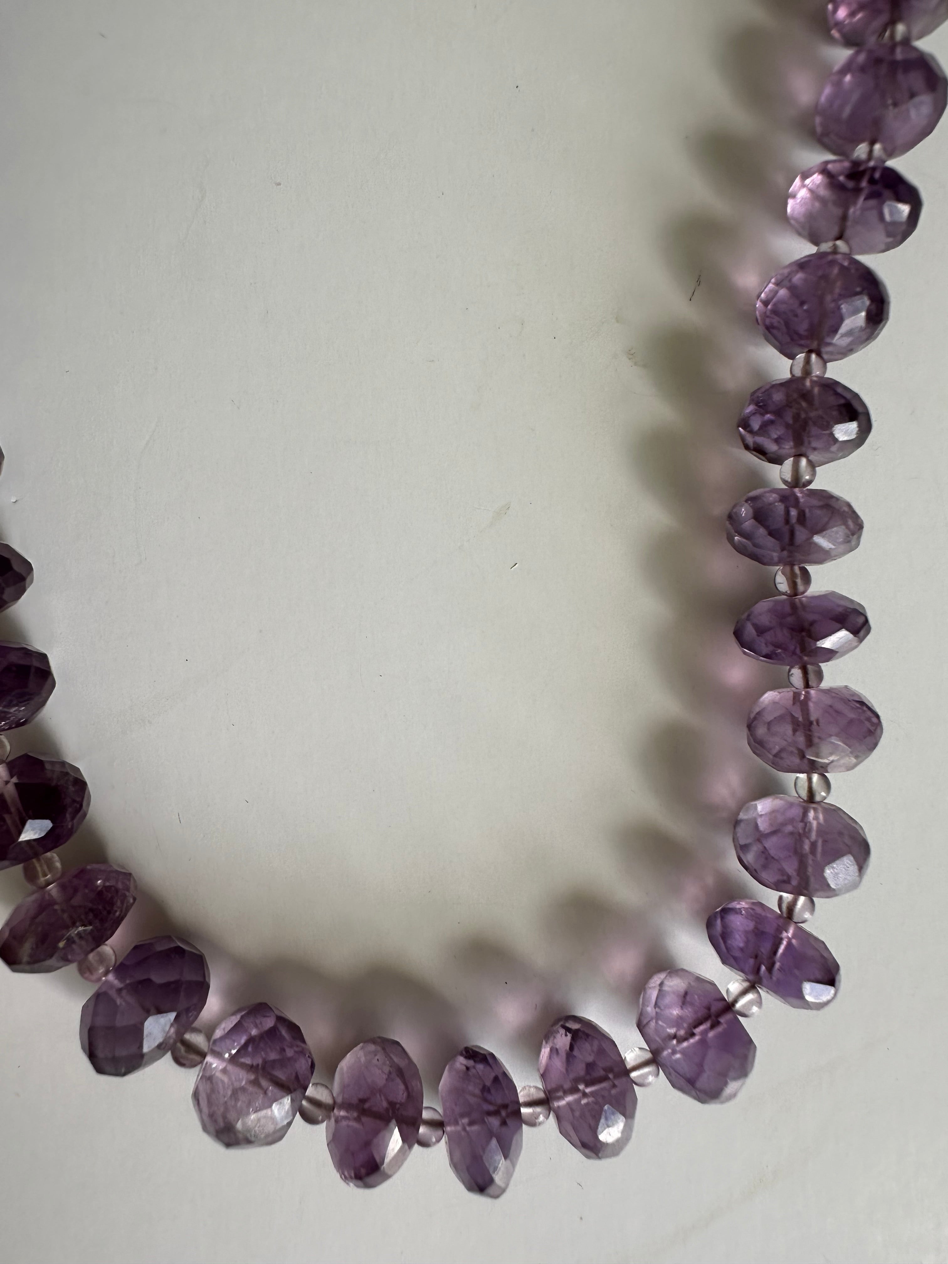 Lavender Amethyst Faceted Round Necklace with Sterling Silver Trigger Clasp