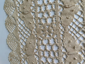 Antigue 1920s crocheted cream cotton retangular placemat scalloped cover decor set of 6