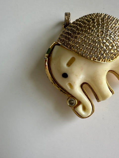 Elephant resin gold plated Rhinestones Huge Charm Pendant