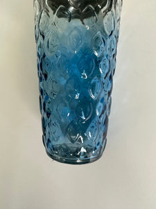 1960s Blue Cristal Glass Hollywood Regency Cocktail Shaker Brass Style