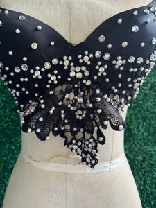 Rhinestone/Pearl detailed push up bustier crop top size L