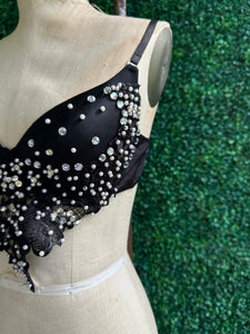 Rhinestone/Pearl detailed push up bustier crop top size L