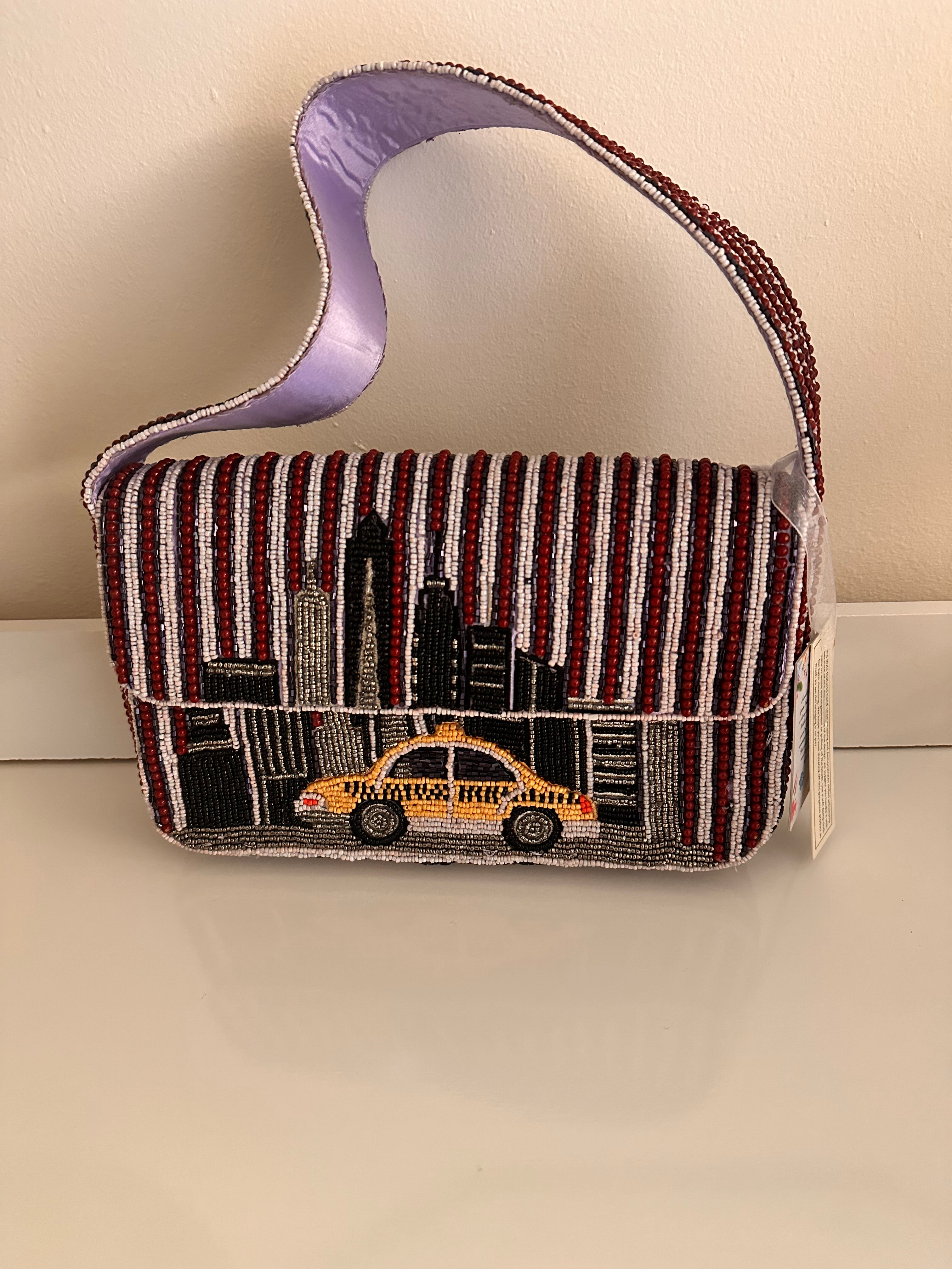 NWT Beaded New York Baguette Shoulder Bag Viral TikTok Purse