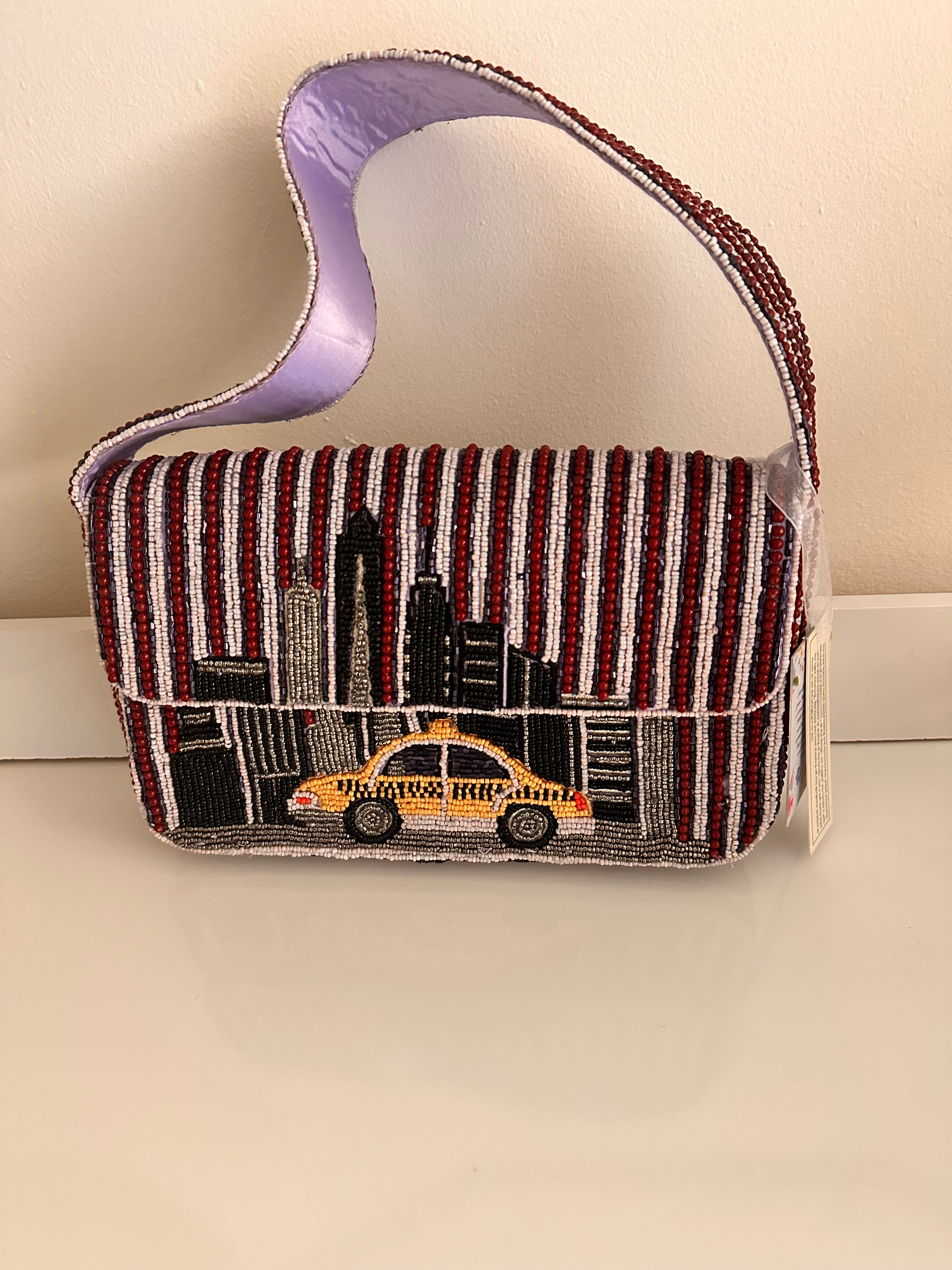 NWT Beaded New York Baguette Shoulder Bag Viral TikTok Purse