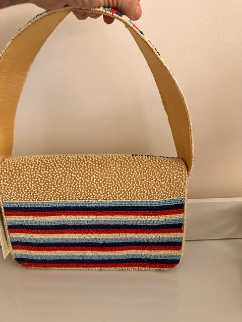 NWT Beaded Travel Patches Baguette Shoulder Bag Viral TikTok Purse