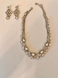 Givenchy Silvertone Swarovski Crystal Necklace Choker & Earrings Set New without Tags