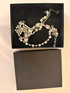 Givenchy Silvertone Swarovski Crystal Necklace Choker & Earrings Set New without Tags