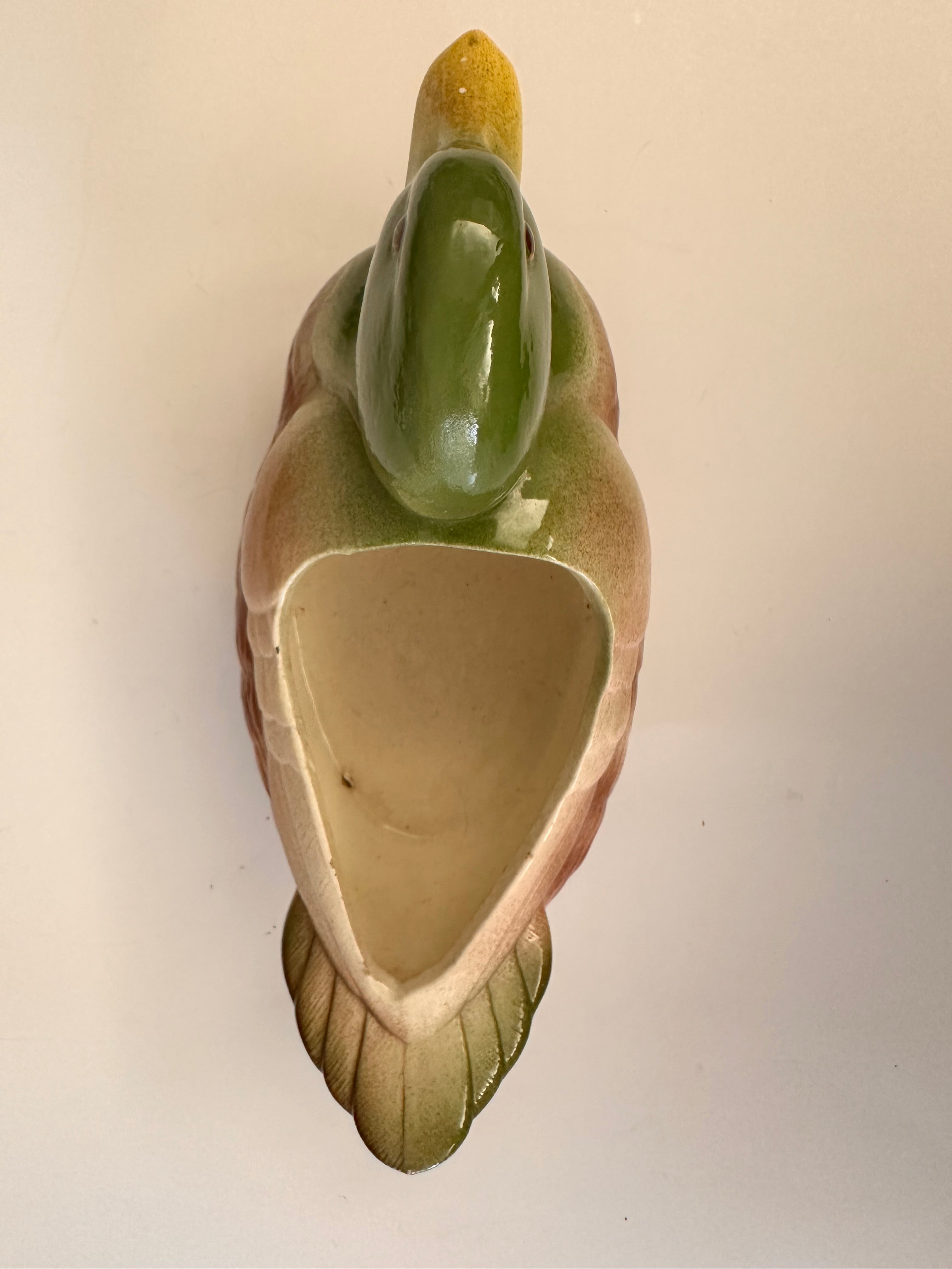 Vintage Ceramic Mallard Duck Planter Vase Decor