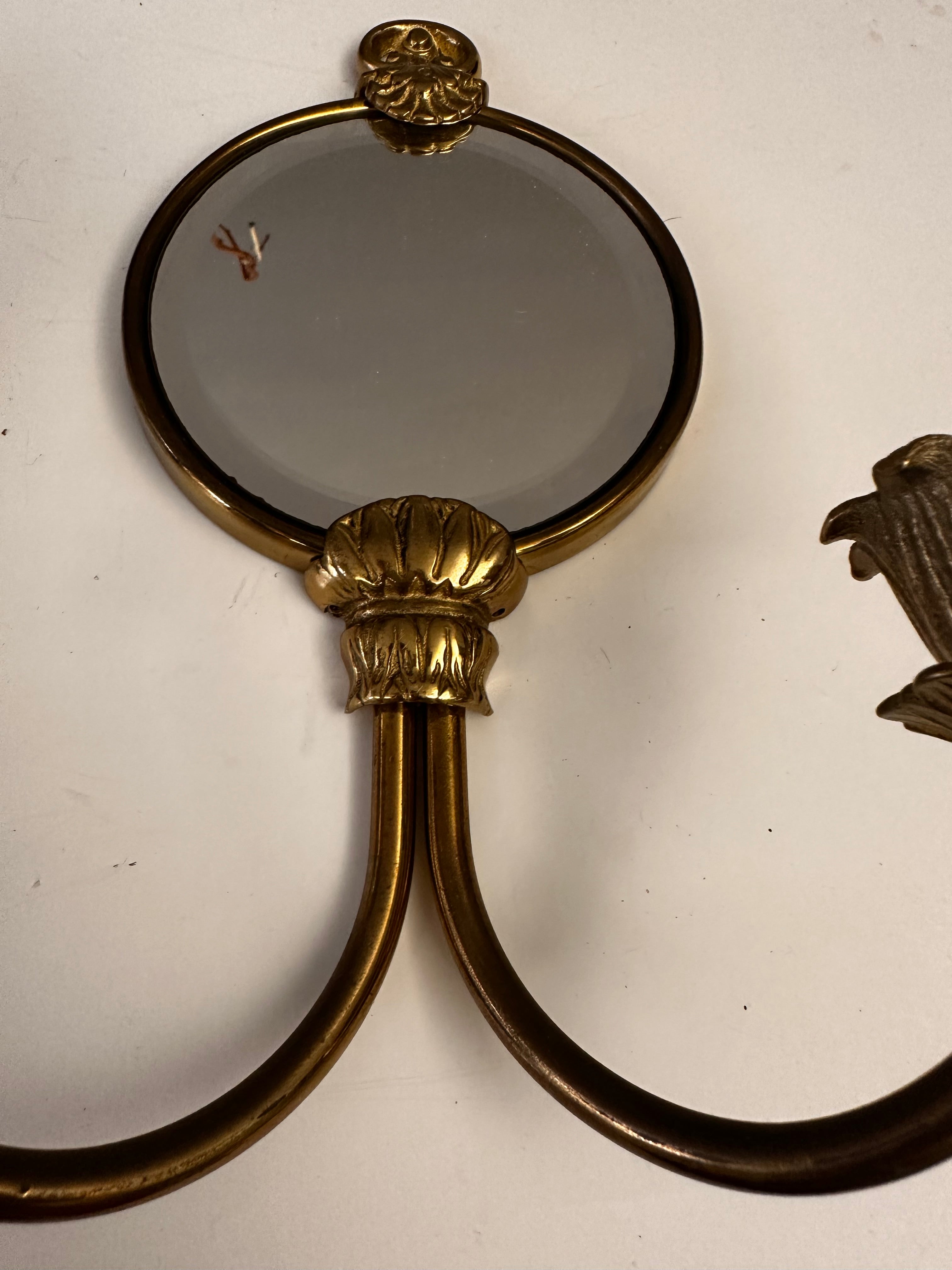 2 Vintage Brass Wall Sconce Candle Holder and Wall Mirror with Candle Holder