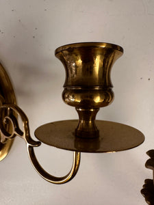 2 Vintage Brass Wall Sconce Candle Holder and Wall Mirror with Candle Holder