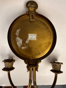 2 Vintage Brass Wall Sconce Candle Holder and Wall Mirror with Candle Holder