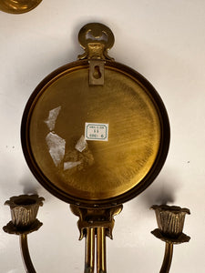 2 Vintage Brass Wall Sconce Candle Holder and Wall Mirror with Candle Holder