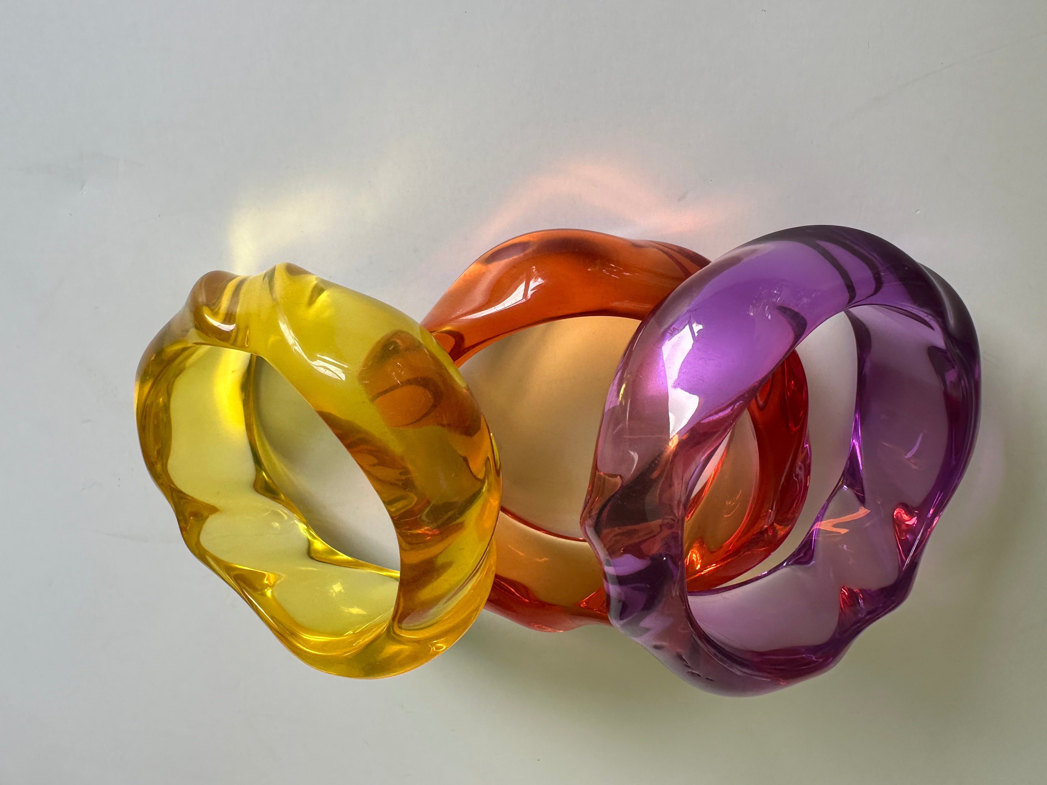 New vintage stock Transparent Resin Acrylic thick Bangles Geometry Round Bangle Bracelets set of 3