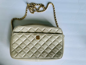 Vintage GIVENCHY Quilted Leather Gold Chain Handbag Cross Body