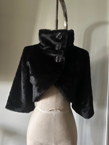 Ladies Black Faux Fur Cropped Jacket