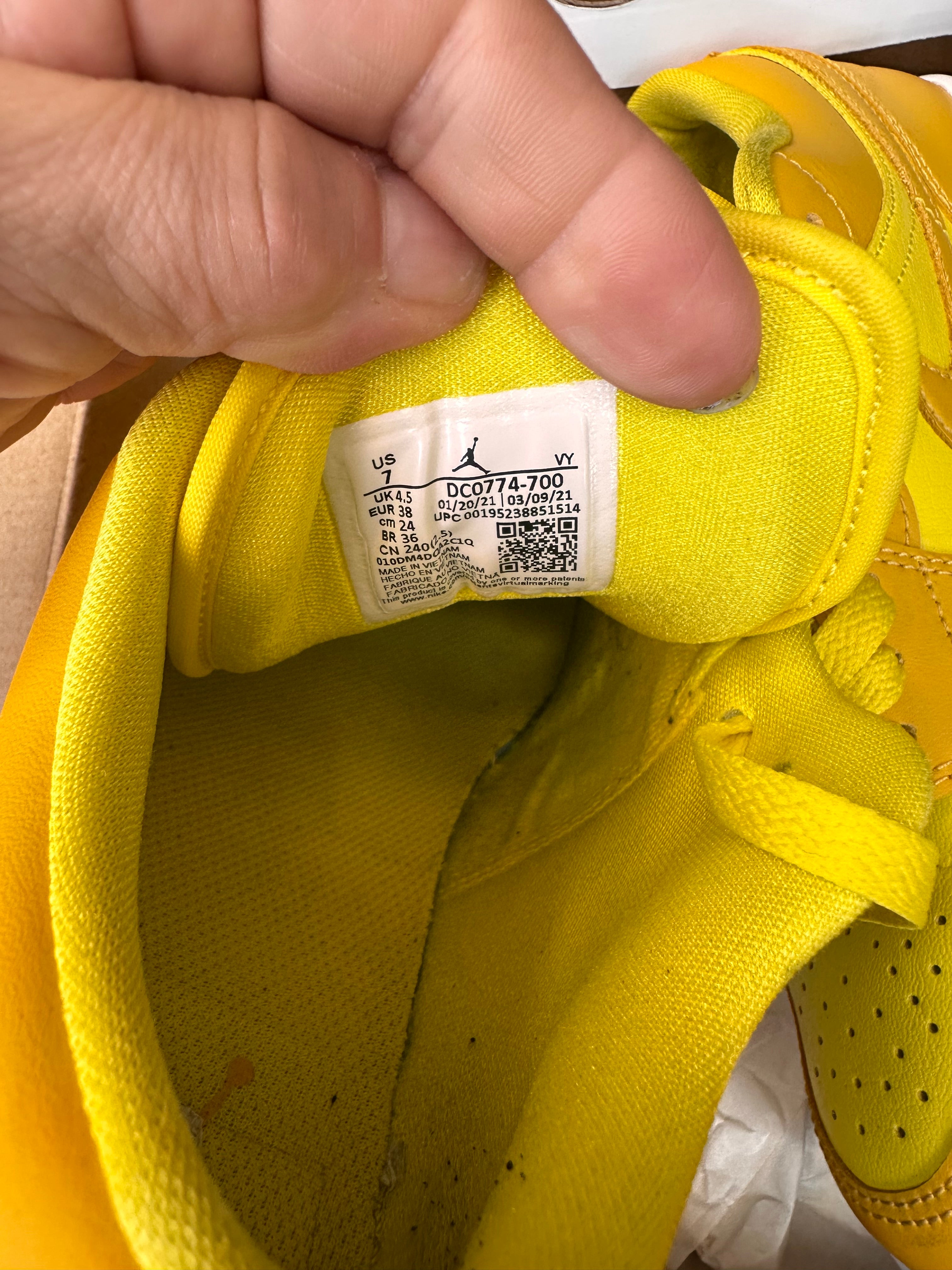 Jordan 1 Low Yellow Strike (Women's) Size: US W 7W