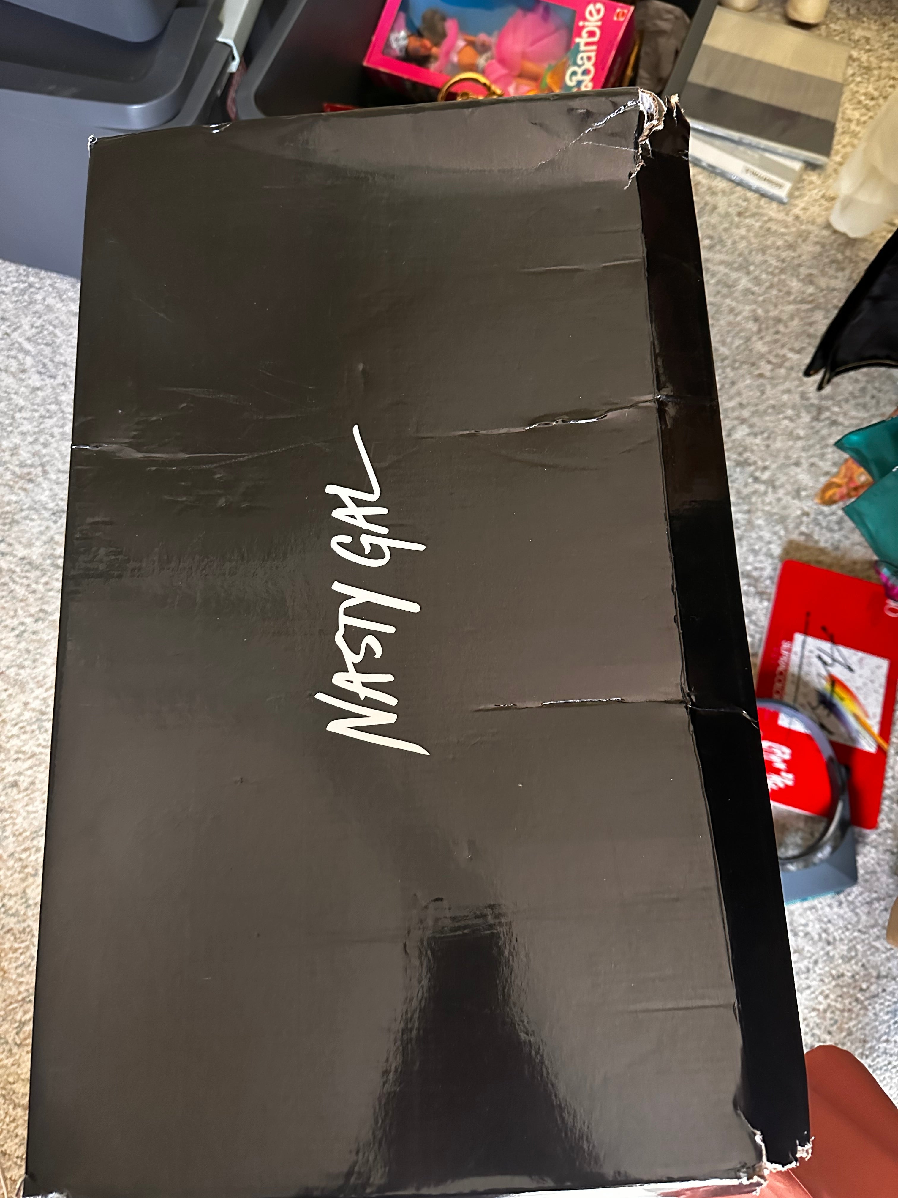 NASTY GAL New In Box Nasty Gal Black Studded Diamante Suede Cowboy Fringe Boots size 7