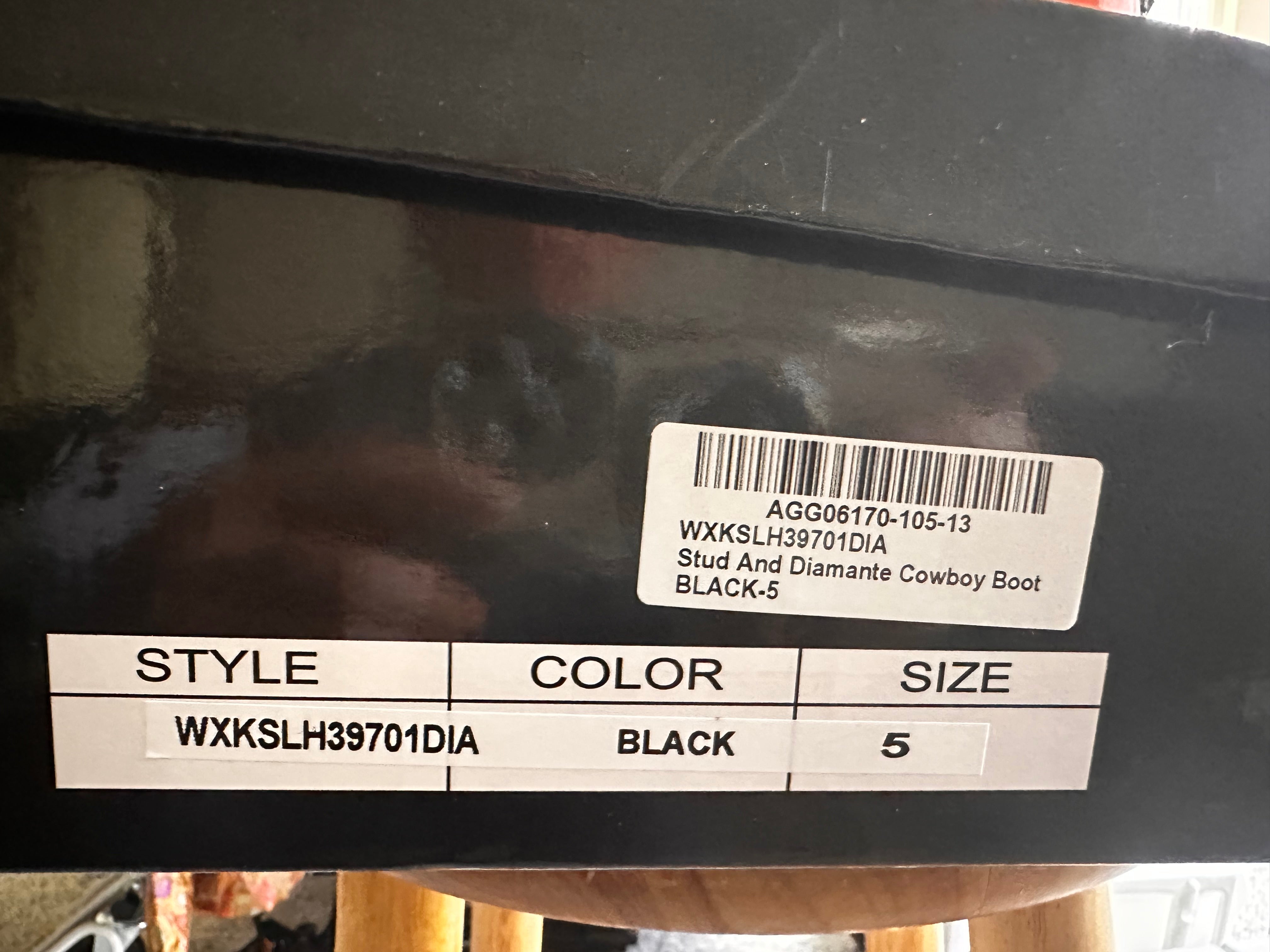 NASTY GAL New In Box Nasty Gal Black Studded Diamante Suede Cowboy Fringe Boots size 7