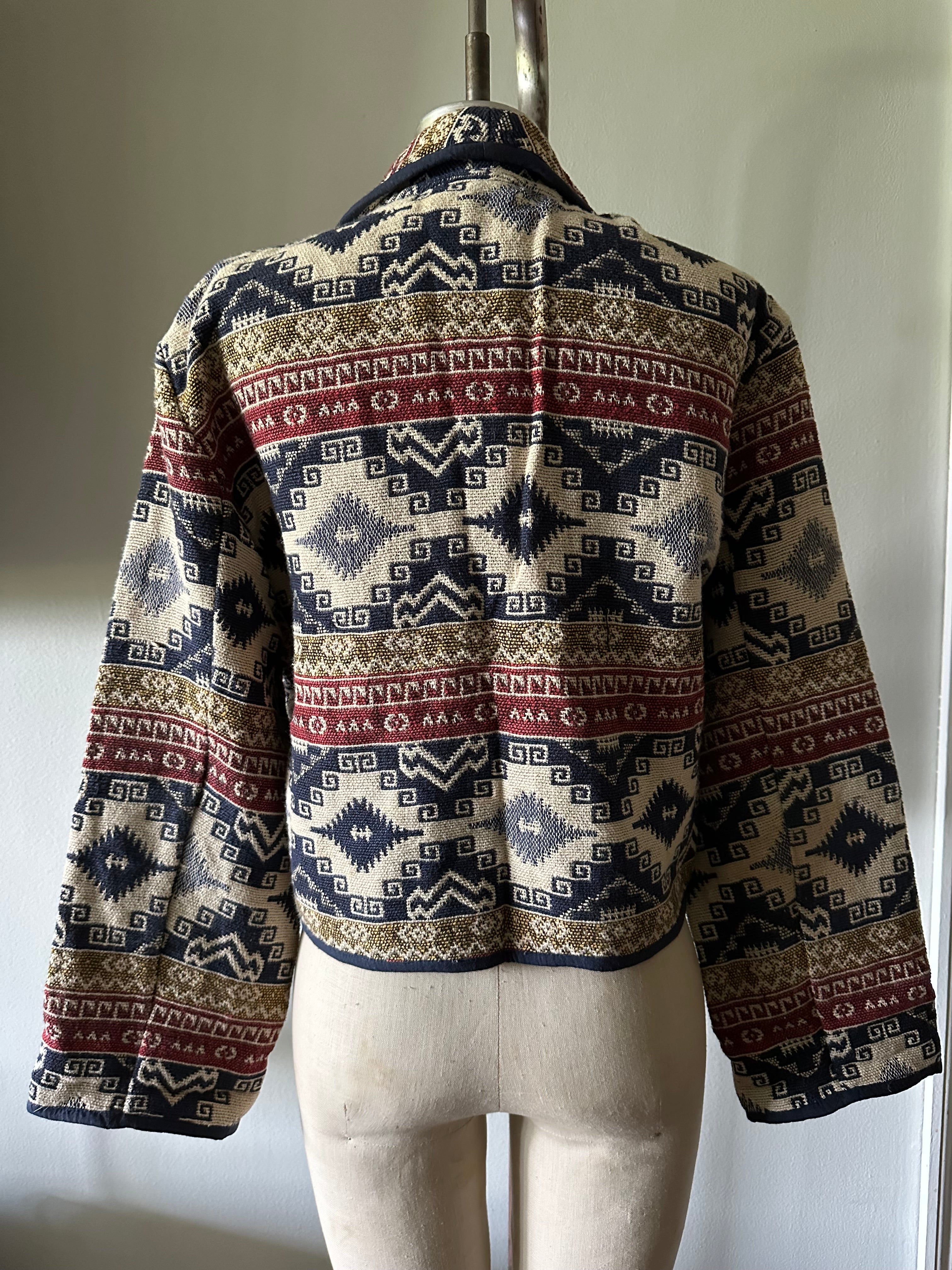 Vintage Southwestern Azteca Tapestry Cropped Jacket Flashback