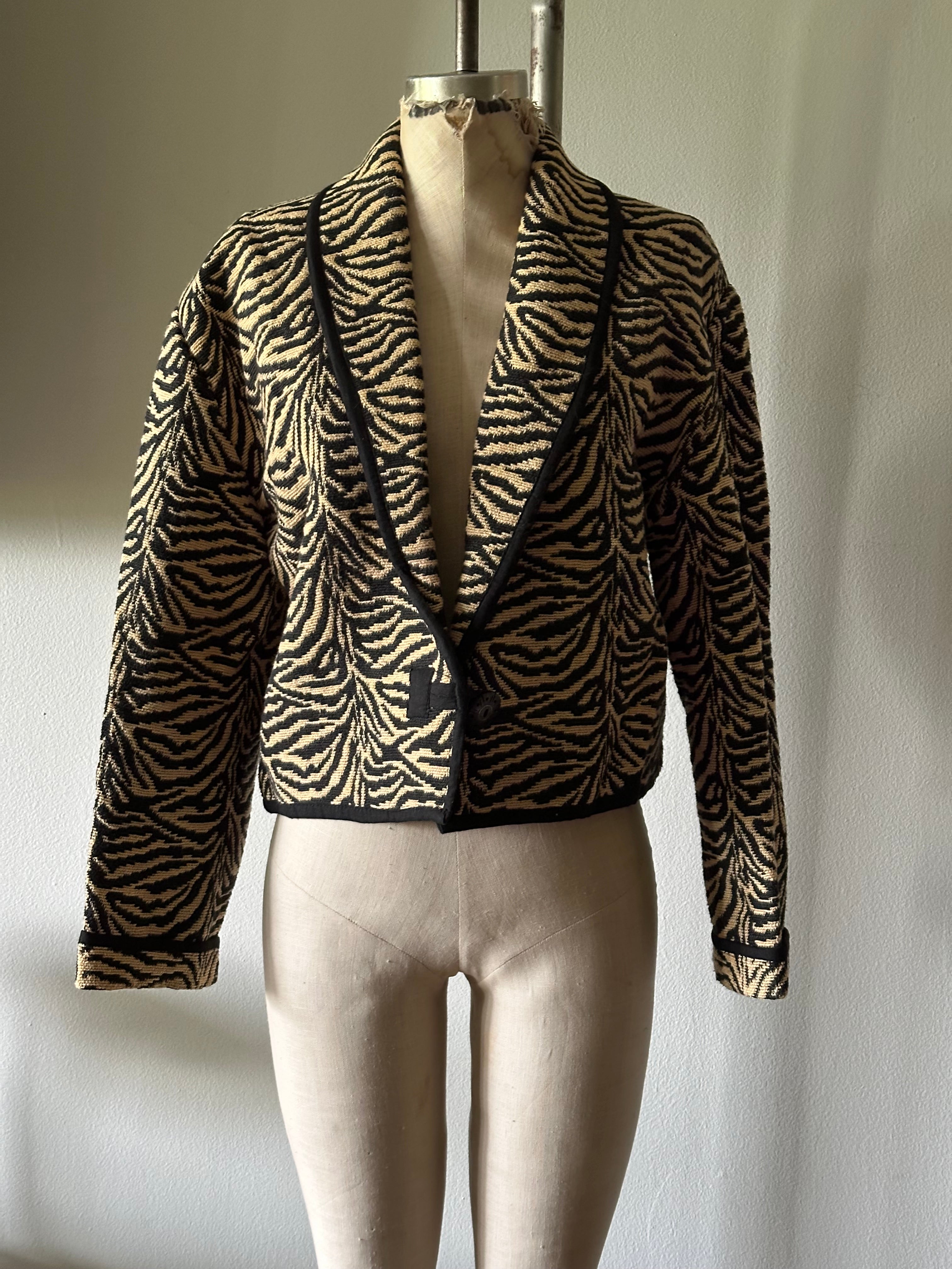 Vintage Zebra Tapestry Cropped Jacket Flashback