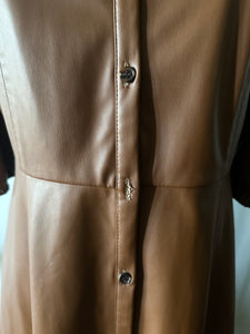 Zara Brown Faux Leather Midi Secretary Dress Large Sheath Dress Cougar Vintage Shop Zara Brown Faux Leather Midi Secretary Dress Large Sheath Dress Cougar Vintage Shop