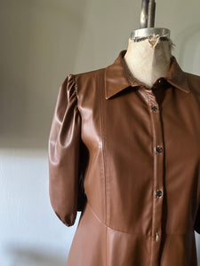 Zara Brown Faux Leather Midi Secretary Dress Large Sheath Dress Cougar Vintage Shop Zara Brown Faux Leather Midi Secretary Dress Large Sheath Dress Cougar Vintage Shop