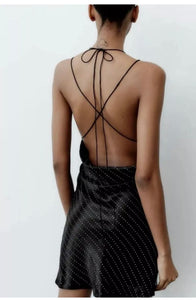 zara black mini dress with rhinestone straps NWT Zara Black Mini Dress With Rhinestone Metal Strap Size XS