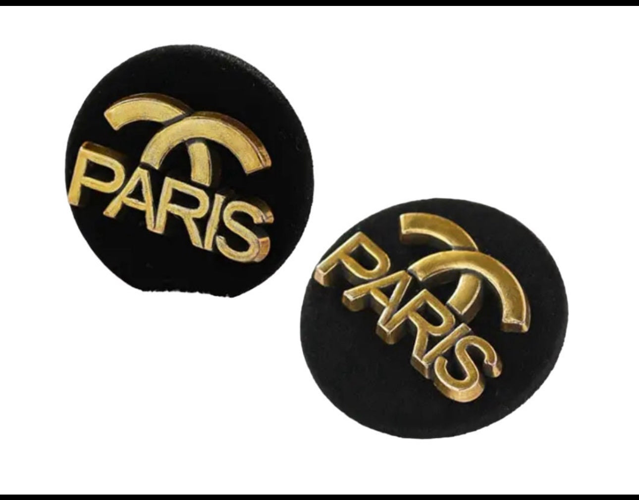 Paris CC Velvet Button Stud Earrings Vintage style New with Tags