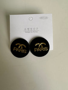 Paris CC Velvet Button Stud Earrings Vintage style New with Tags