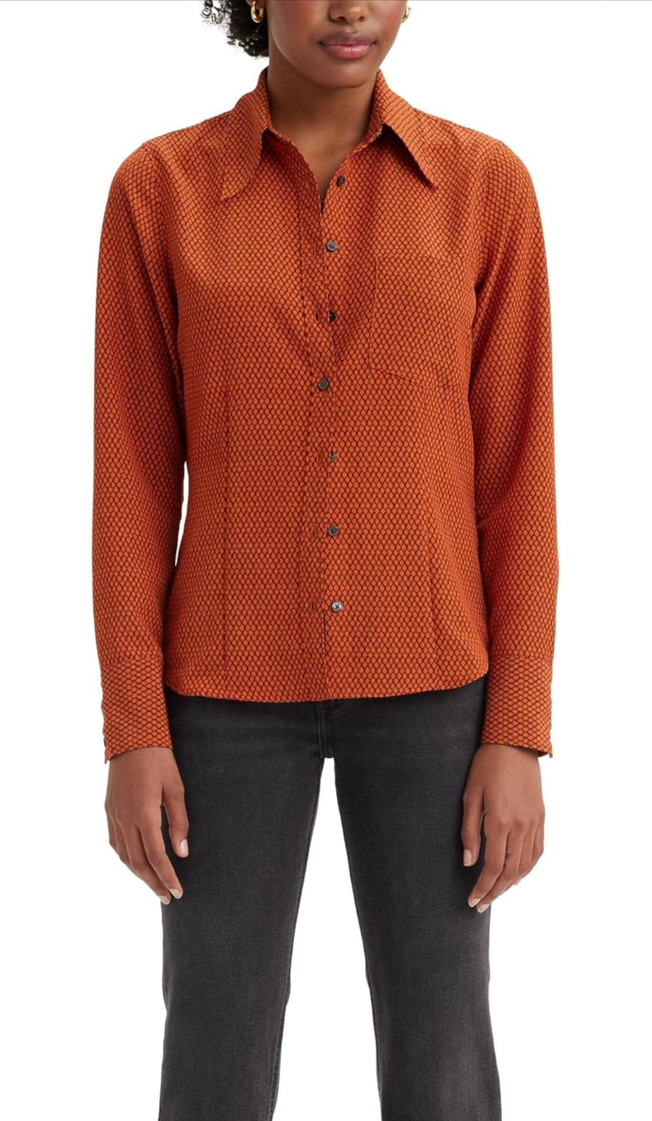 Vintage Levi's Women's Jasper Rusty Orange Blouse L