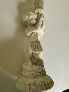 Vintage Plaster Cherub Candle Holder Cottage Chic