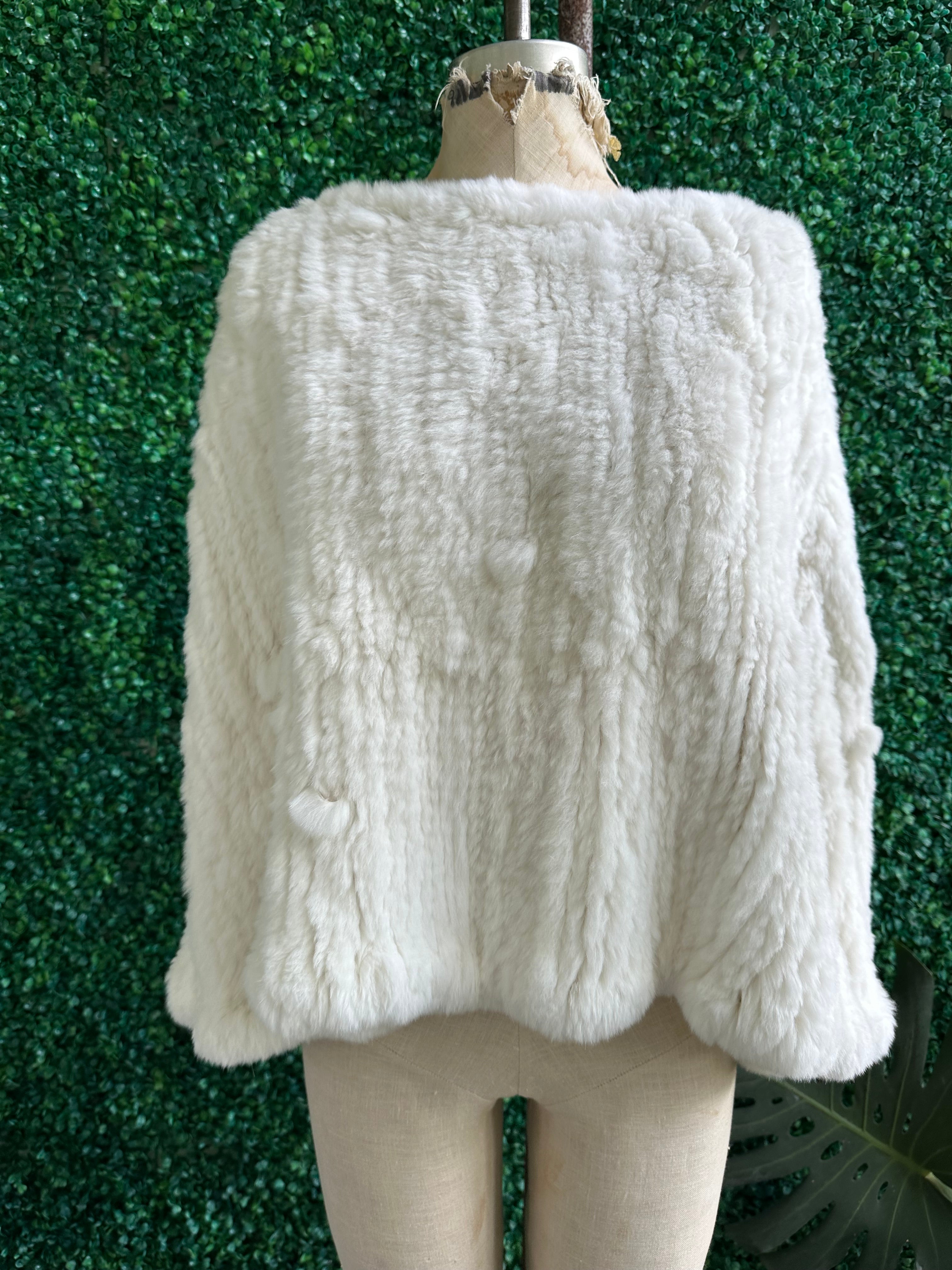 FUR RABBIT Snow White Cape Poncho