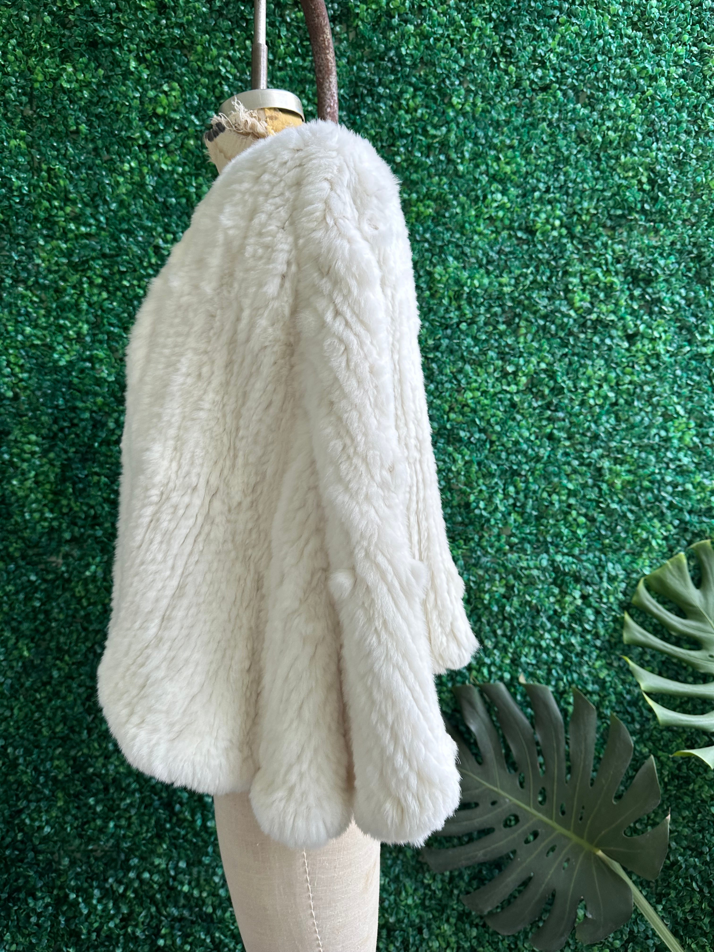 FUR RABBIT Snow White Cape Poncho