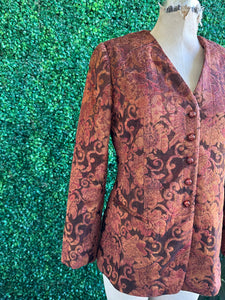 Vintage 90s Carlisle Copper Velvet Brocade Jackard Jacket Upholstery