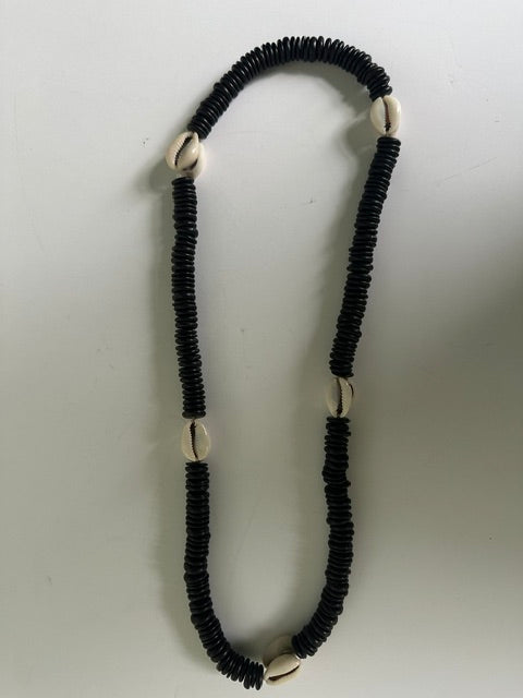 African Cowrie Shell Necklace with Coconut Beads