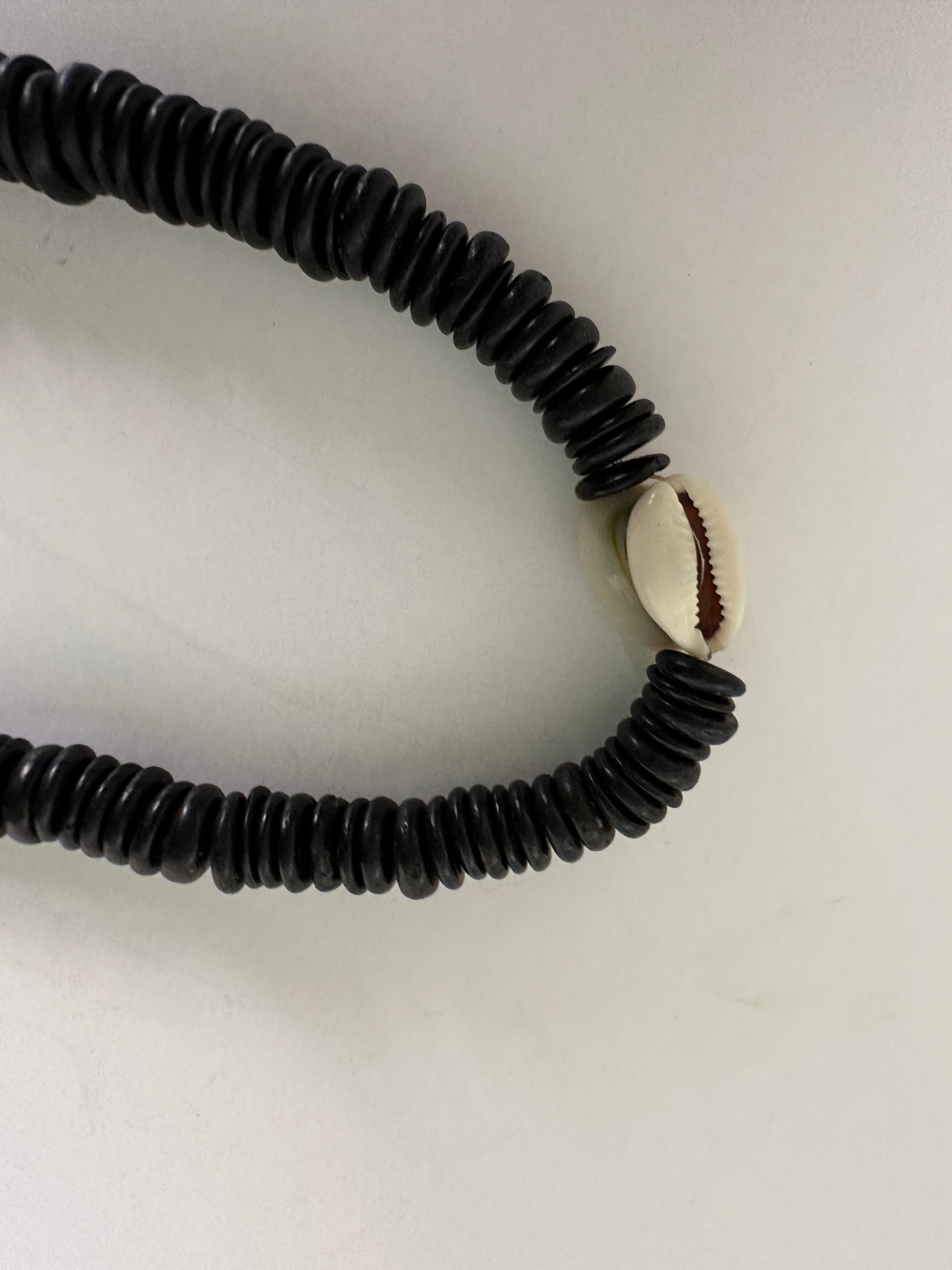 African Cowrie Shell Necklace with Coconut Beads