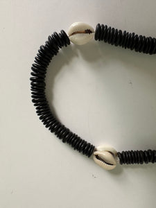 African Cowrie Shell Necklace with Coconut Beads