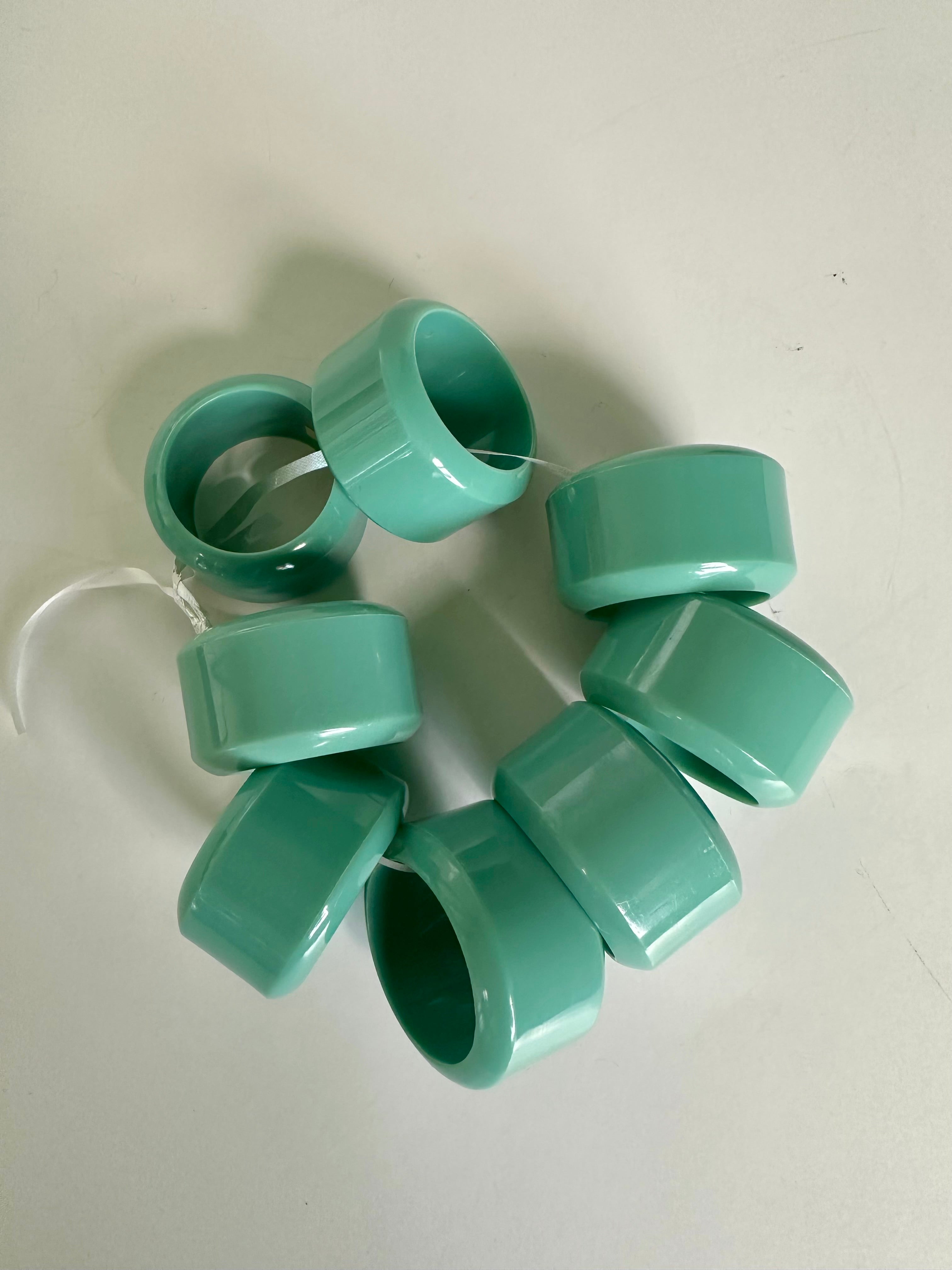 LUCITE Tiffany Blue NAPKIN Large RINGS SET OF 8 VINTAGE