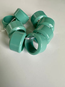 LUCITE Tiffany Blue NAPKIN Large RINGS SET OF 8 VINTAGE