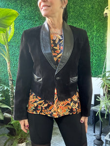 Vintage Adler Leather Jacket 80’s Women’s Size S Black Suede leather Trim Short bolero