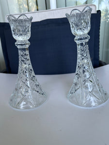 DePlomb Lead Crystal Candle Holders Tulip Style Easter Spring Decor Set of 2