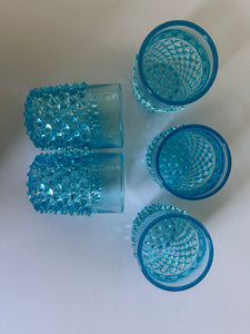 EAPG Antique Hobnail Pattern Peacock Blue Tumbler Glass set of 5