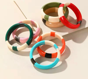 New Deastock Colorful Resin Bangles for Women – Geometric Round Bracelet Set 3 Pcs